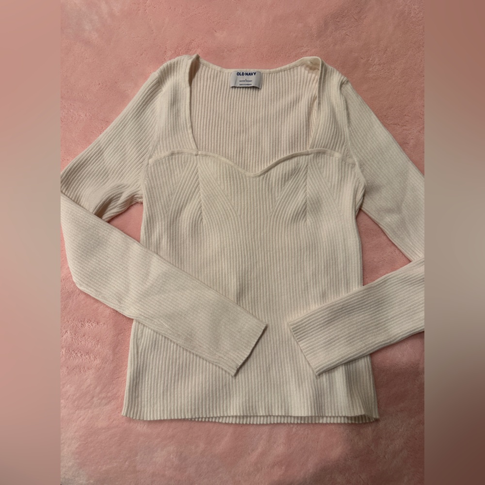 Old Navy Women's Sweetheart Neck Cream Top